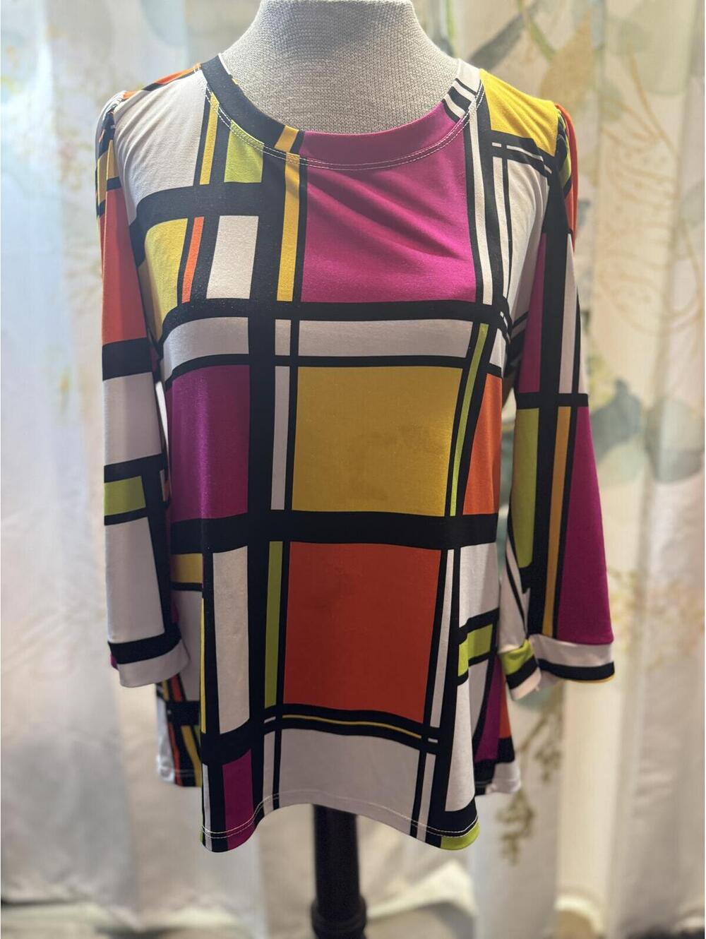 Colorful Geometric Pattern Long Sleeve Top